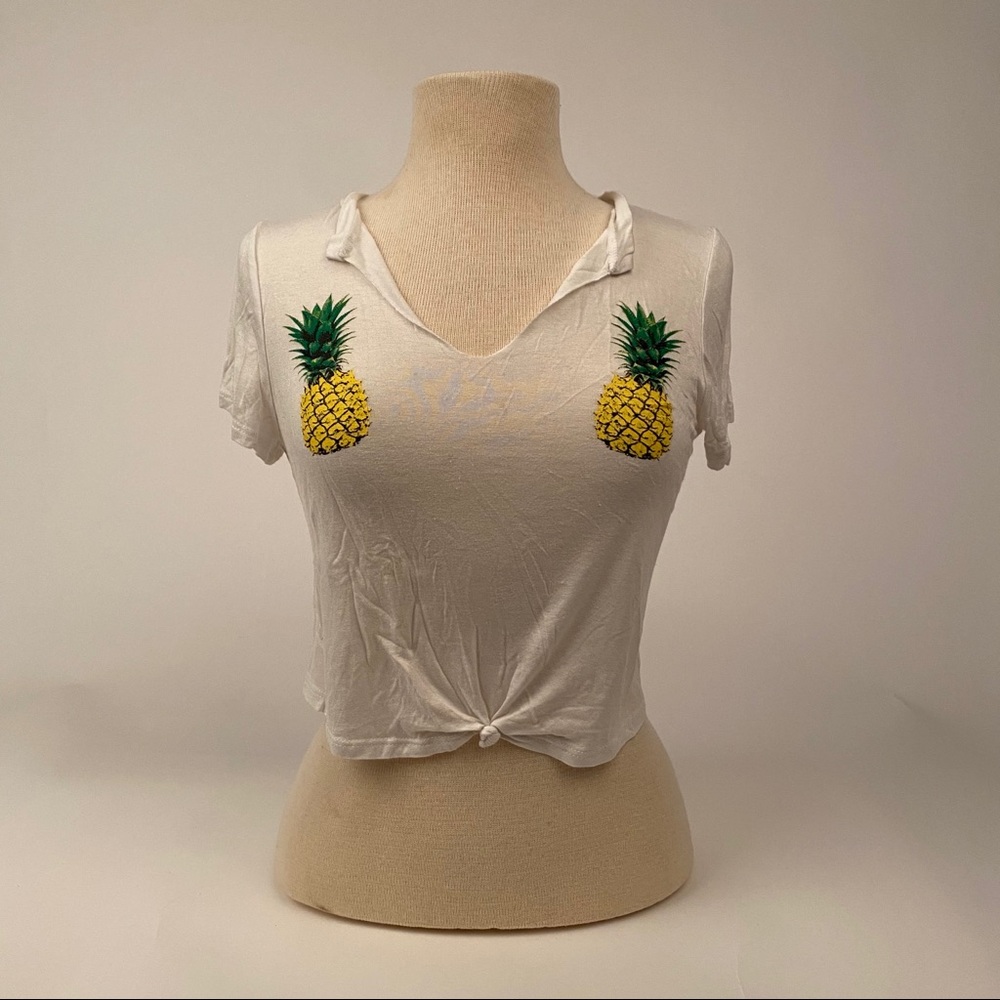 Ragstock Graphic Crop Top with Pineapple Design
